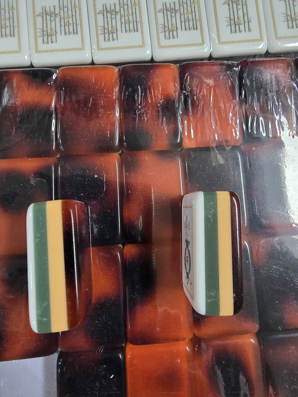 White Lotus Tortoise Shell Jungle Mahjong Tiles American